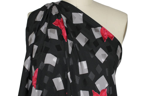 Floral/geometric silk crepe de chine