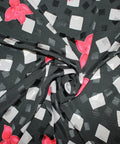 Floral/geometric silk crepe de chine