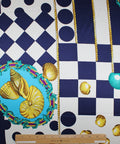 Oscar shell/geometric print silk charmeuse
