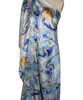 Wide abstract print silk