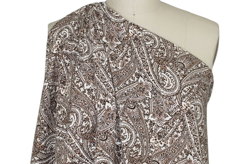 Paisley Organic Cotton Jersey - Browns on White