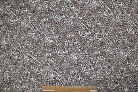 Paisley Organic Cotton Jersey - Browns on White