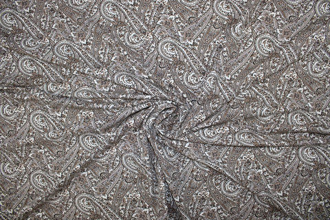 Paisley Organic Cotton Jersey - Browns on White