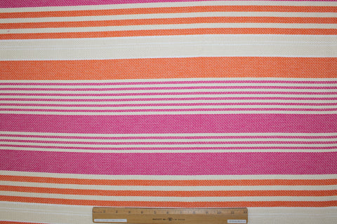 Novelty Cotton Stripe Jacket Weight - Pink/Orange/Natural/White