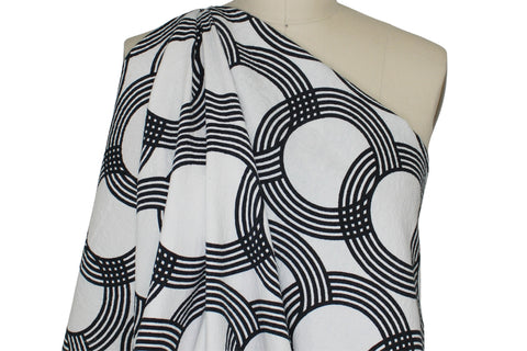 Black and white circle print cotton jacquard fabrci