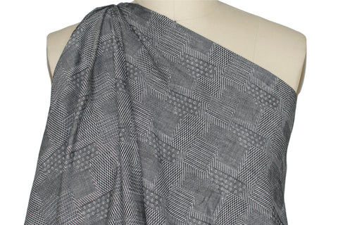 Gray geometric weave cotton shirting