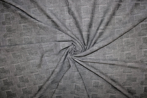Gray geometric weave cotton shirting