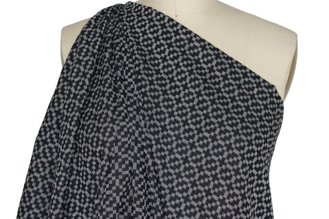 Geometric Tessalations Cotton Jacquard - Black/Gray