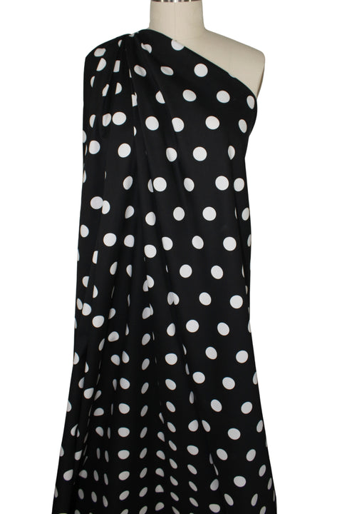 Italian Polka Dot Cotton Broadcloth - White on Black Gorgeous Fabrics Italian Polka Dot Cotton Broadcloth - White on Black Gorgeous Fabrics