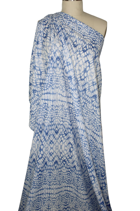 Blue and white cotton voile