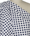 Navy and white polka dot cotton shirting