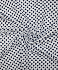 Navy and white polka dot cotton shirting
