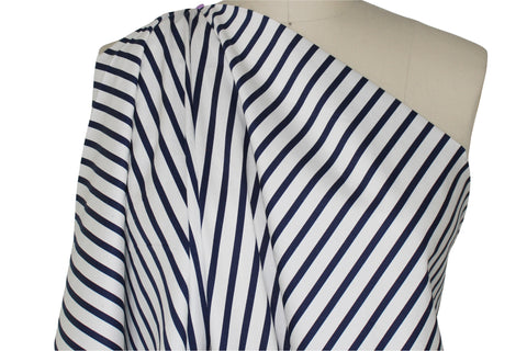 Navy and white striped Italian cotton shirting