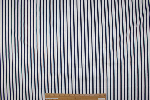 Navy and white striped Italian cotton shirting