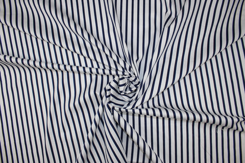 Navy and white striped Italian cotton shirting
