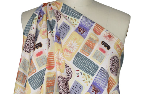 Mid-century style block print cotton