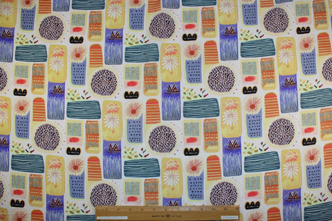 Mid-century style block print cotton