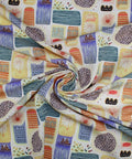 Mid-century style block print cotton