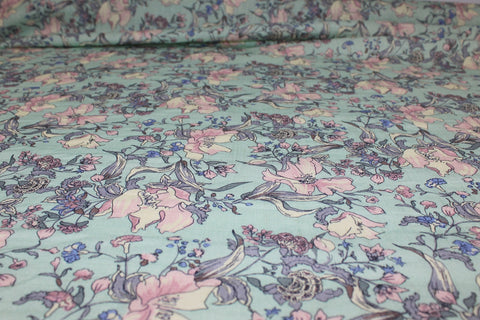 Linen Cotton Rayon Floral fabric