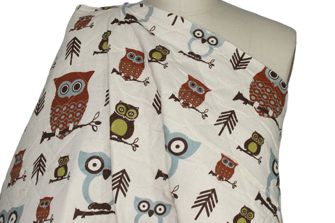 Owl print quilted cotton coating