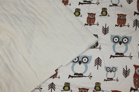 Owl print quilted cotton coating