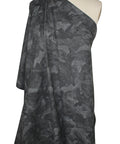 Black/gray camo print stretch corduroy