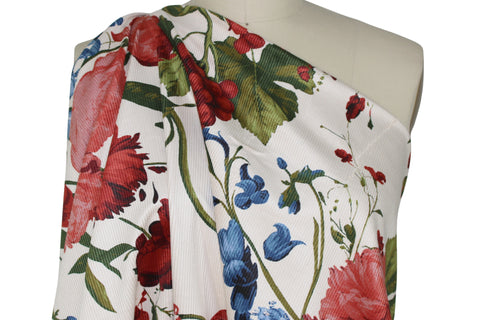 Bold floral/grape print stretch corduroy