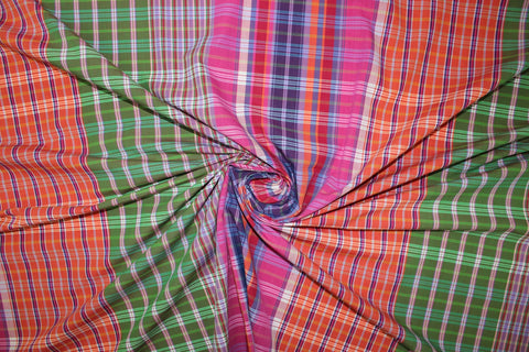 1 1/2 yards of Madras Plaid Wide Cotton Shirting - Multi Brights - AS IS