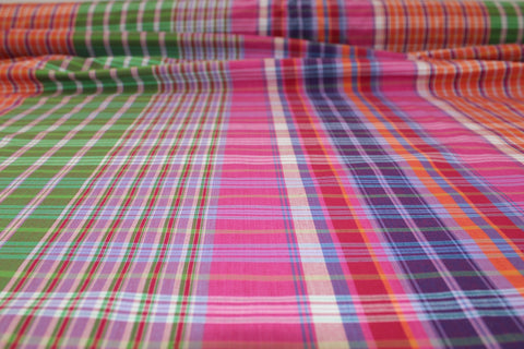 1 1/2 yards of Madras Plaid Wide Cotton Shirting - Multi Brights - AS IS
