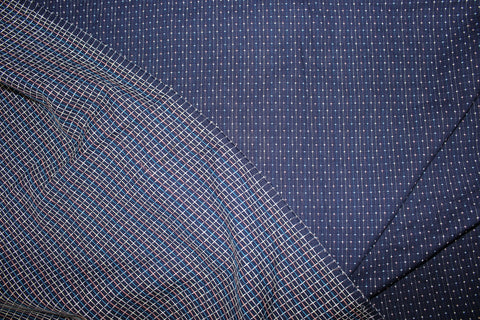 5/8 yard of Surprise! Dotted Cotton Shirting - Dusty Pastels on Navy