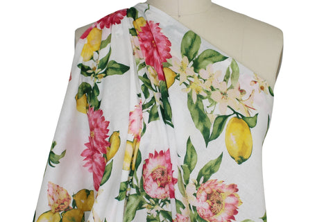 Make Lemonade! Stretch Shirt Weight Floral Cotton - Multi on White