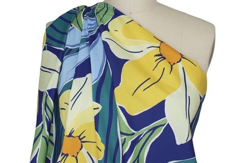 Daffodil Days Stretch Cotton Shirt Weight - Blues/Yellows/Greens