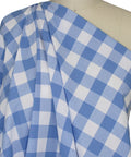 Blue and white cotton gingham fabric