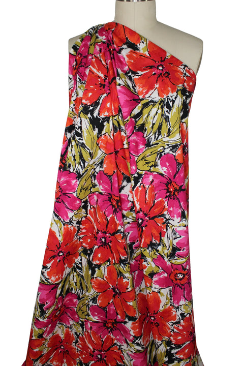 Floral Stretch Cotton Sateen - Red Tones Gorgeous Fabrics Floral Stretch Cotton Sateen - Red Tones Gorgeous Fabrics