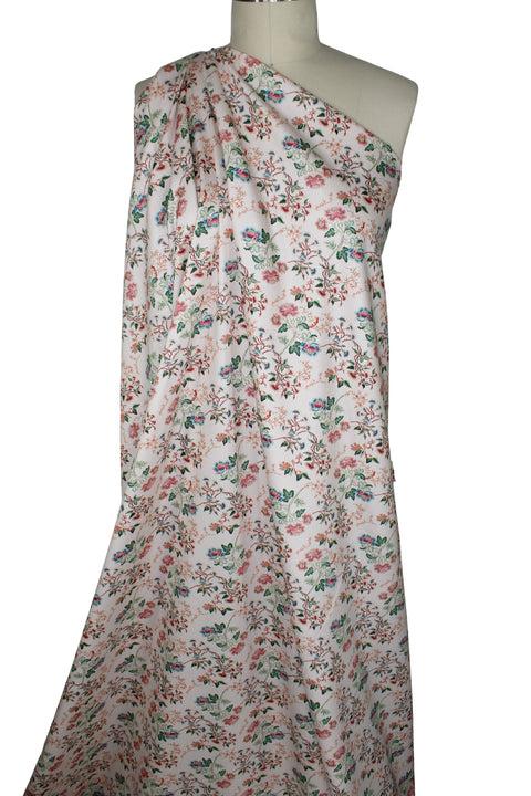 Floral print on pink soft cotton shirt weight