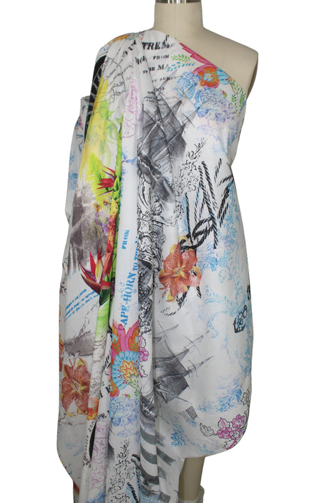 Nautical/tropical print cotton shirt weight