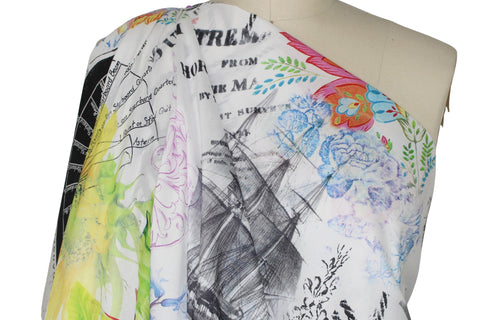 Nautical/tropical print cotton shirt weight