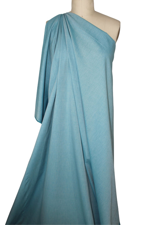 Ike Behar Aqua heather cotton shirting