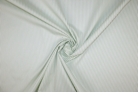 Japanese Striped Cotton Shirt Weight - Asparagus/White