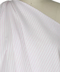 Pinstriped cotton shirting in pink on white