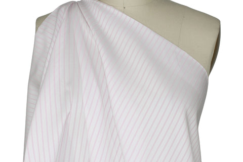 Pinstriped cotton shirting in pink on white