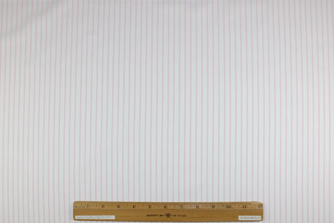 Pinstriped cotton shirting in pink on white