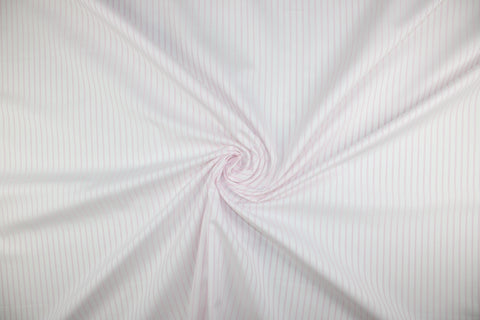 Pinstriped cotton shirting in pink on white