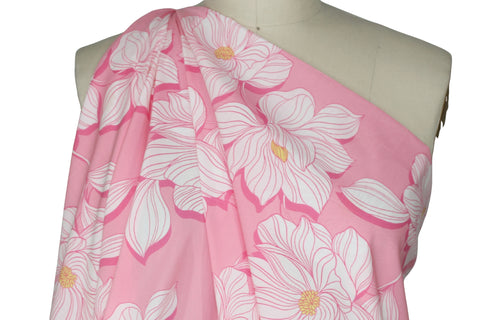 Floral print cotton with white on pinks