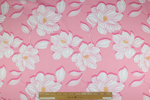 Floral print cotton with white on pinks