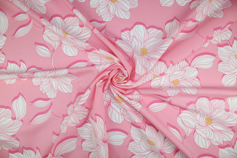 Floral print cotton with white on pinks