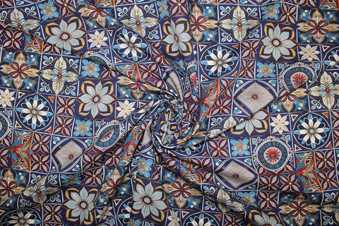 Medallion print cotton shirting