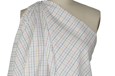 Windowpane check cotton shirting in bright colors