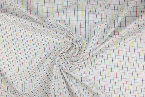 Windowpane check cotton shirting in bright colors