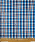 Anchor embroidered plaid cotton shirting
